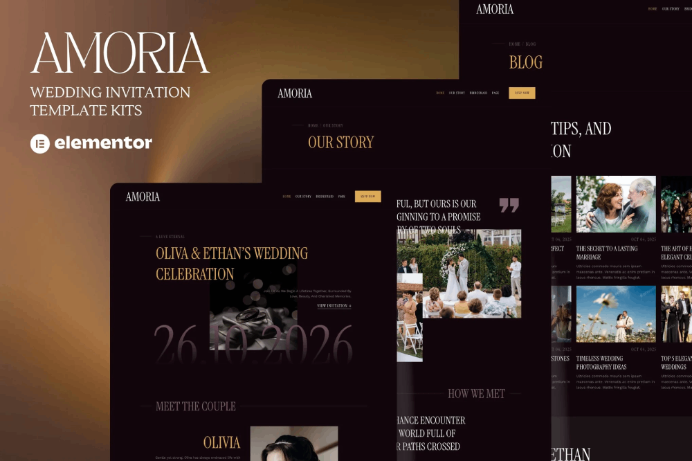 Amoria Dark Luxury Wedding Invitation