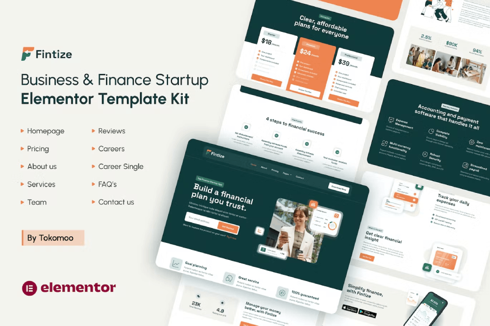 Fintize Business Finance Startup Elementor Template Ki
