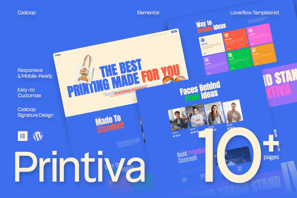 Printiva Modern Colorful Printing Service Company