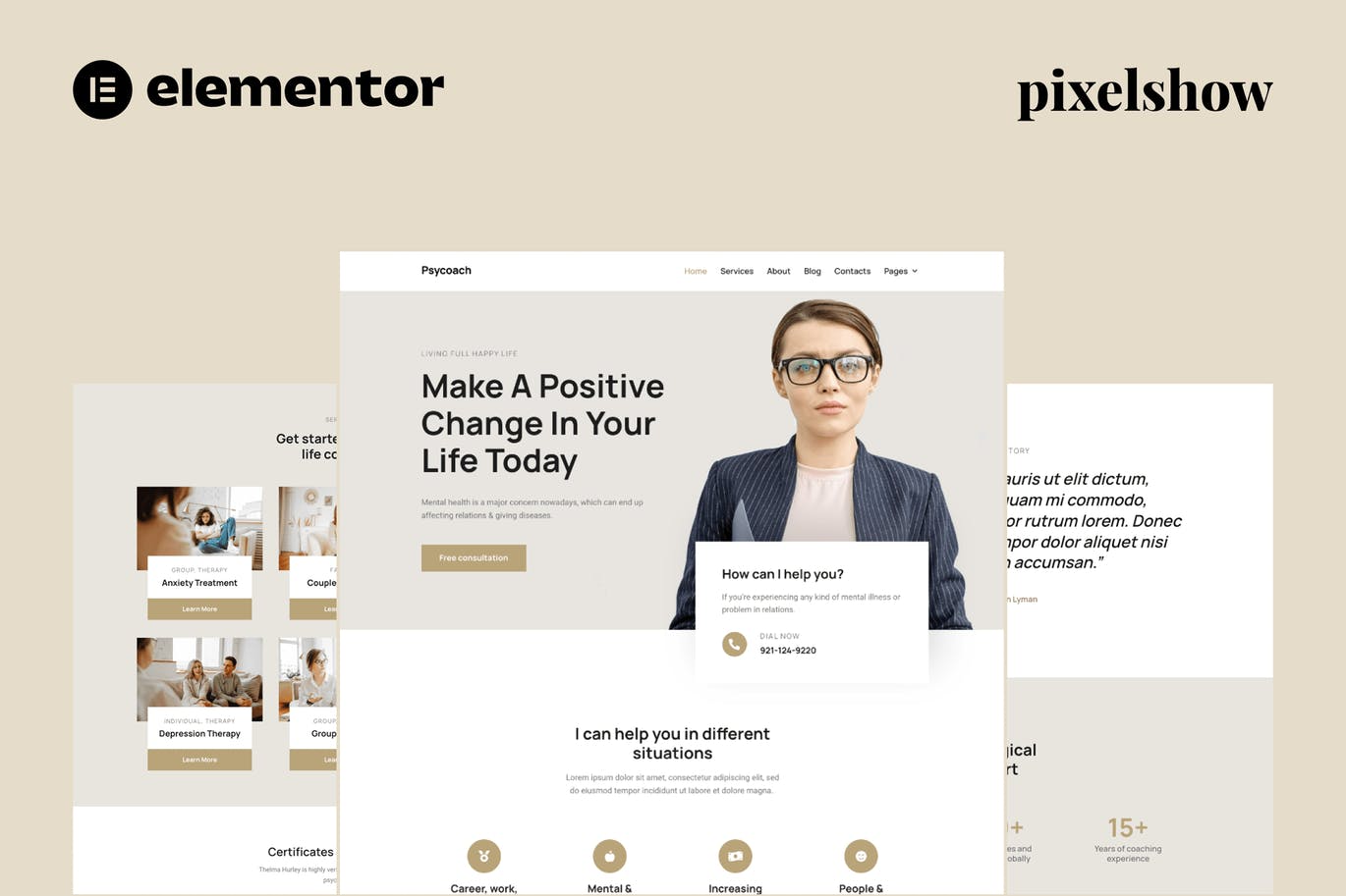 Psycoach Life Coach Psychologist Elementor Pro Full Site Kit