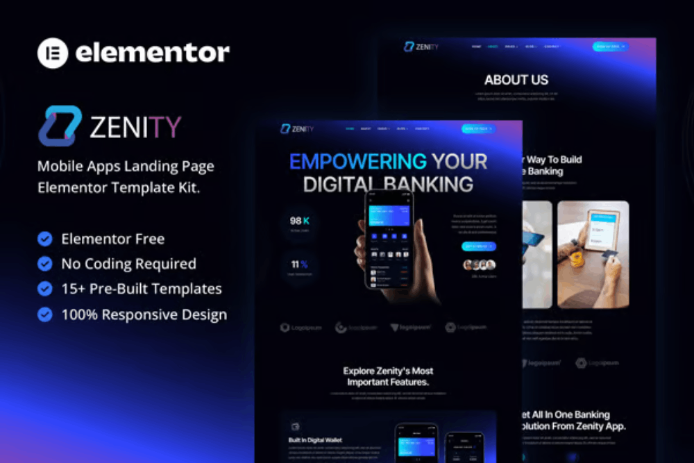 Zenity Mobile App Landing Page